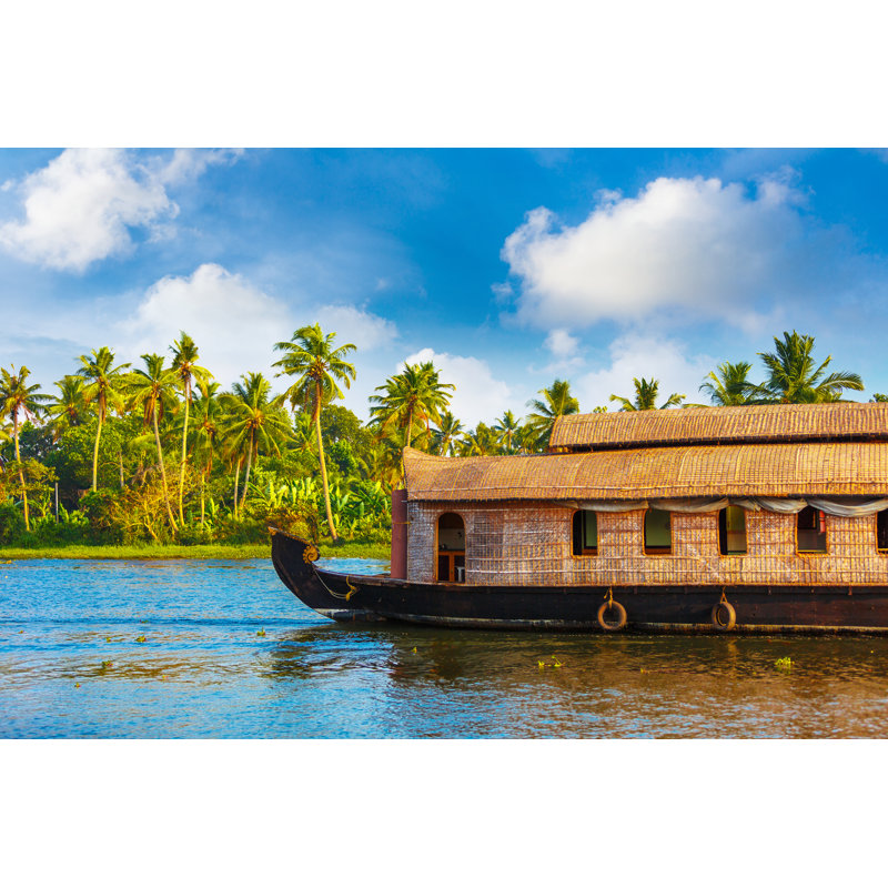 Houseboat In Kerala by THEPALMER - No Frame Print on Canvas, 30cm H x 46cm W