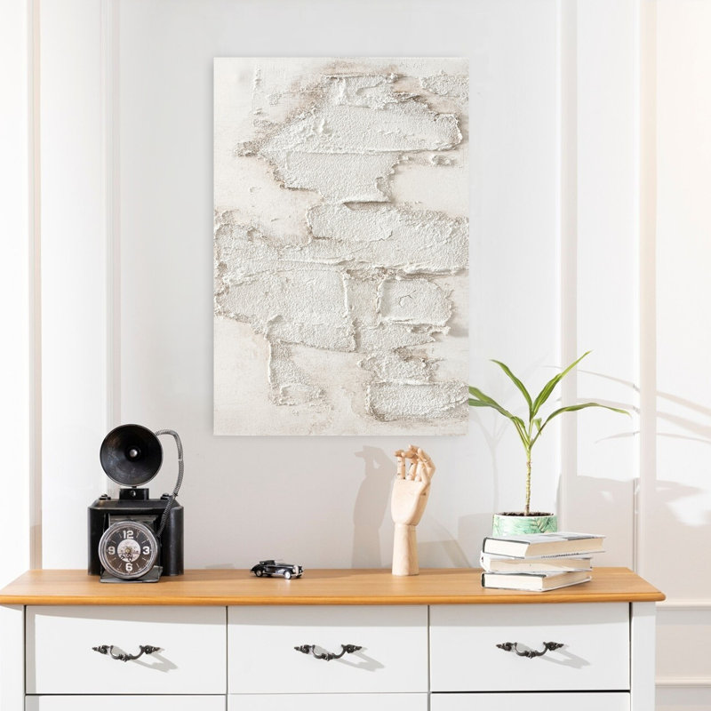 Art abstrait minimaliste White Rock, H 24 po x l 16 po