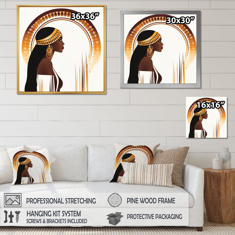 Portrait d'une reine africaine, Cadre flottant doré, 30" H x 30" W