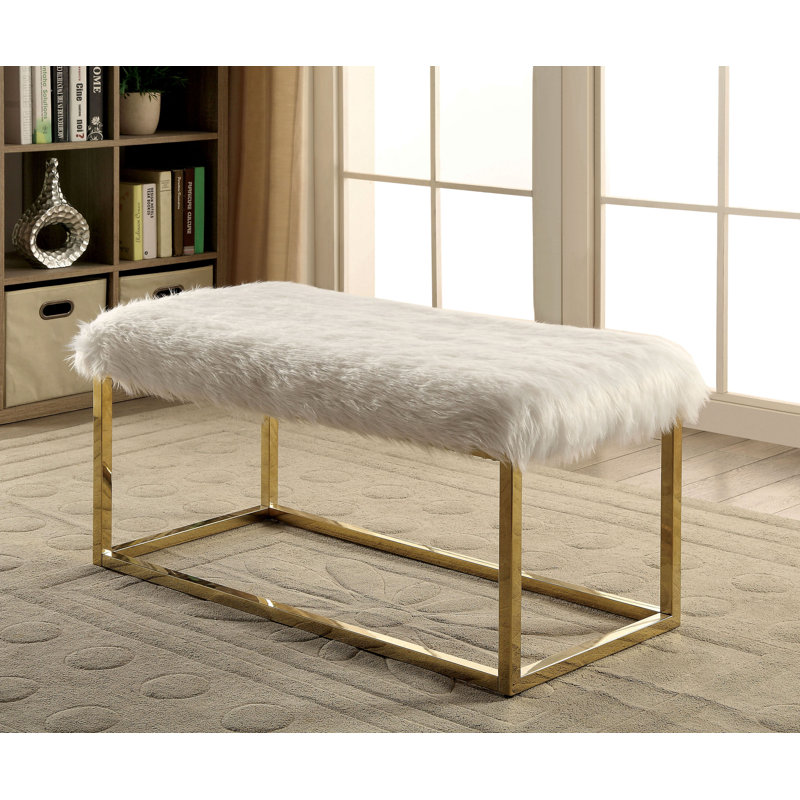 Banc rembourré Agrippa, Blanc / or