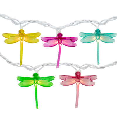 10-Count Dragonfly Summer Garden Outdoor Patio Lights 7.25ft White Wire