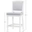 Tabouret à hauteur de comptoir blanc de 26 pouces, siège et dossier rembourrés gris, texturé, fixe pour les repas
