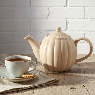 Stoneware Ribbed Teapots With Reactive Glaze