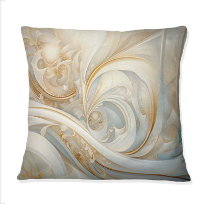 Tender Whirling White Illustration IV - Abstract Spirals Printed Throw Pillow