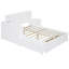 Lit double blanc avec rangement robuste et pratique - rangement pour tête de lit, abris de bureau, table de chevet, lit à 2 tiroirs, mise à niveau de la chambre à coucher, plateforme en bois avec tête de lit à solutions polyvalentes, confortable-14664289
