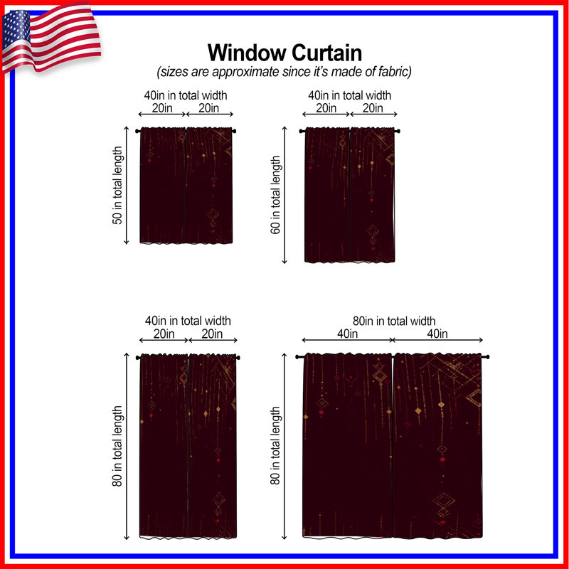 Rideaux géométriques abstraits transparents et obscurcissants - 2 panneaux, 20in x 80in - 2 panels