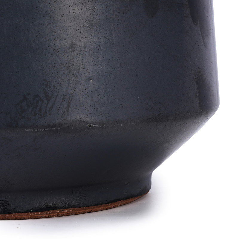 Handmade Black Matte Glazed Ceramic Planter Set Of 3, 15/11/9 Inch Diameter, Textured Finish For Orchids & Begonias, Indoor/Outdoor Use On Windowsill & Bookshelf, Breathable Clay