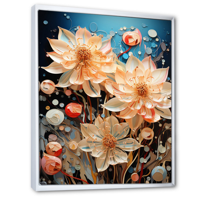 Berhamstead China Graceful Blossoms VI sur impression sur toile, Cadre flottant blanc, H 20 po x l 12 po x P 1 po
