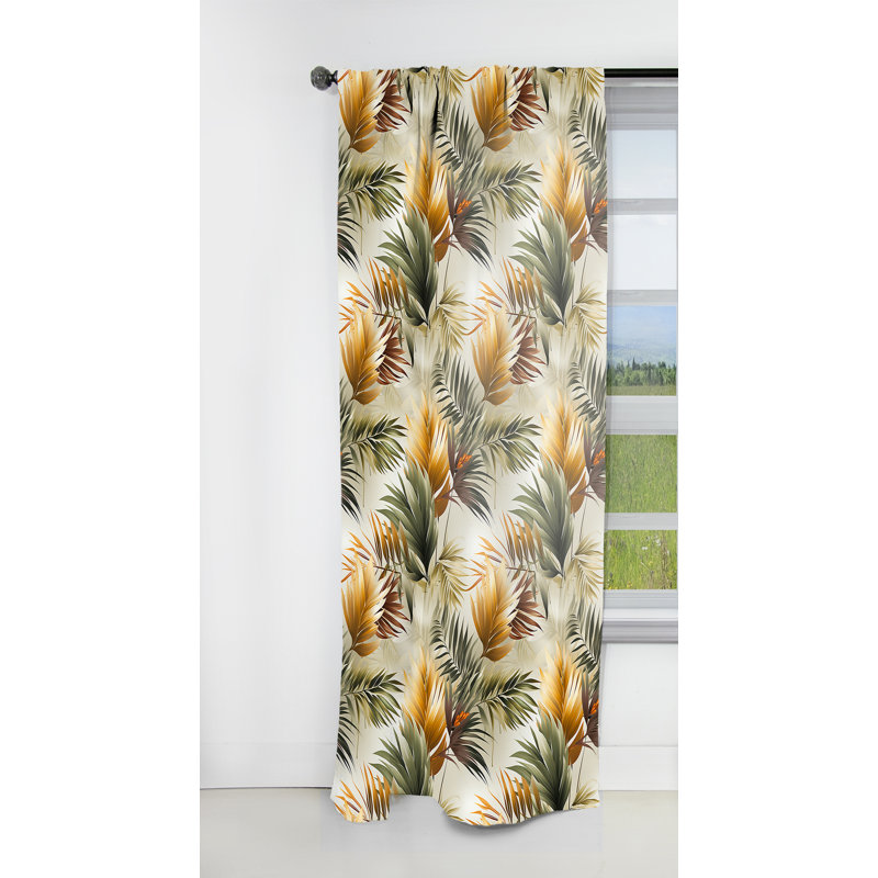 Motif tropical à motif géométrique tropical - rideau en velours tropical - obscurcissant - 1 panneau, L 52 po x L 120 po