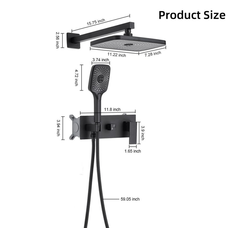 Single-Handle Dual-Head Rain Shower System Shower Faucet And Handheld Shower Set (Including Valve), Matte Black