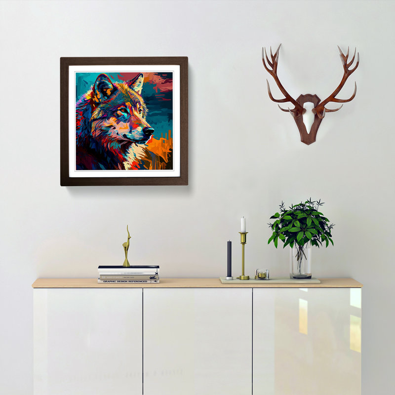 Wolf Fauvism - Framed Print, Walnut Framed
