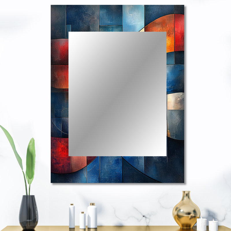 Unity In Strength Usa Flag Fragments V - Usa Patriotist Wall Mirror, Modern Decorative Mirror, Printed Metal Art, 40" x 30"