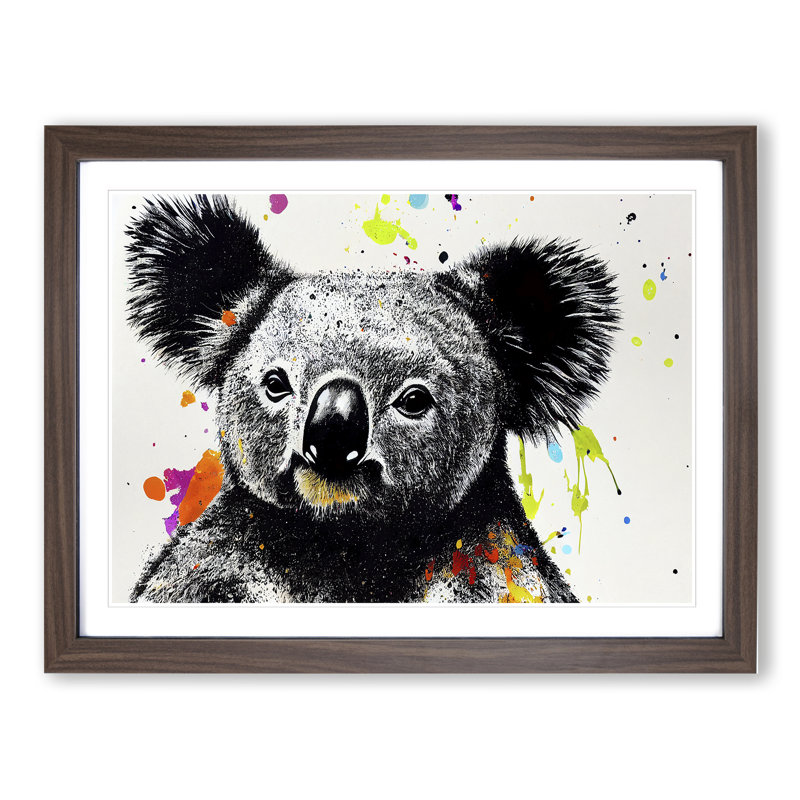 Koala Bear Splash Vol.2 Abstract - Single Picture Frame Print, 46cm H x 64cm W x 2cm D, Walnut Framed