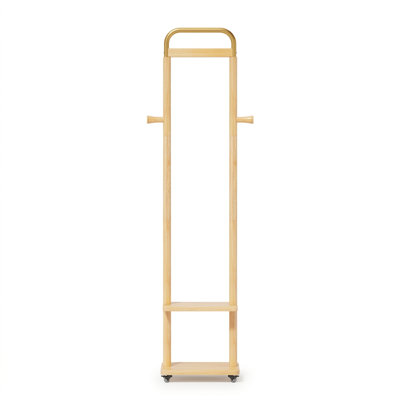 71-Inch Solid Rubber Wood Coat Rack Stand, Natural Finish Tree Hanger for Entryway, Bedroom, and Living Room