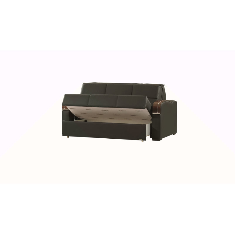 Causeuse convertible Primenest avec rangement, PU, parfaite pour les petits espaces et les chambres d'amis, Noir