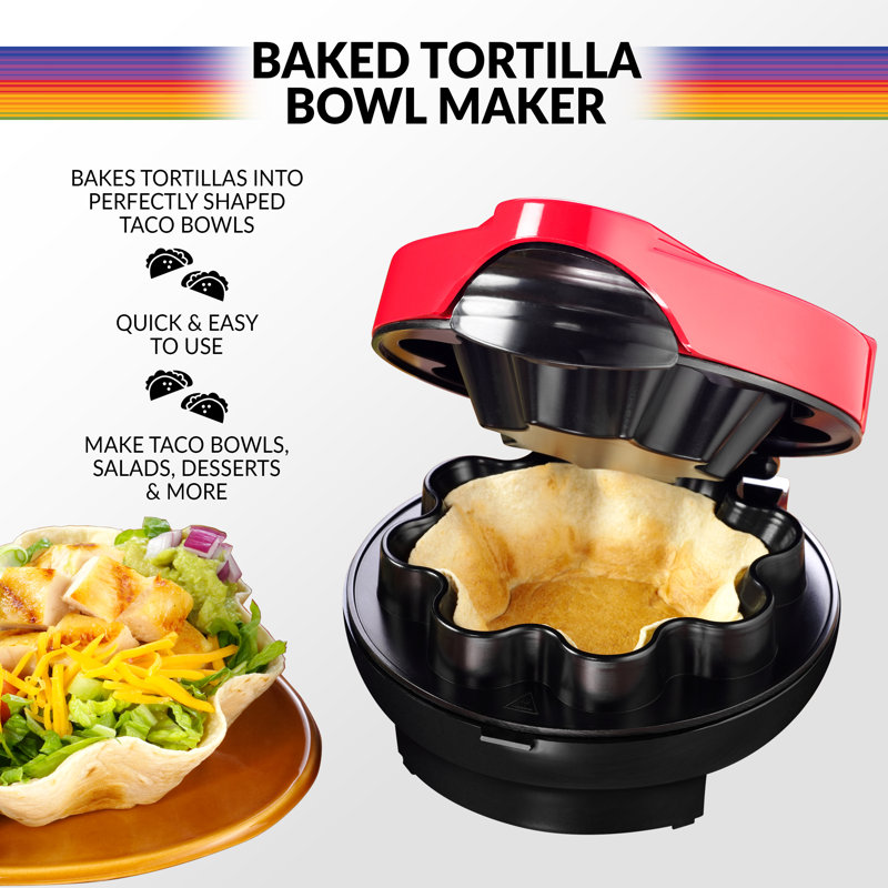 Red Non-Stick Electric Tortilla Bowl Maker
