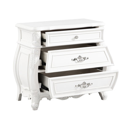 3 tables de chevet blanches pour la chambre à coucher - Look sophistiqué avec des matériaux et des tiroirs spacieux