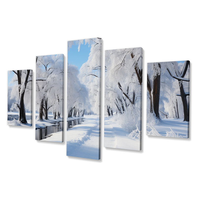 Winter Snowy Serenity IV - Impression sur toile - 5 panneaux