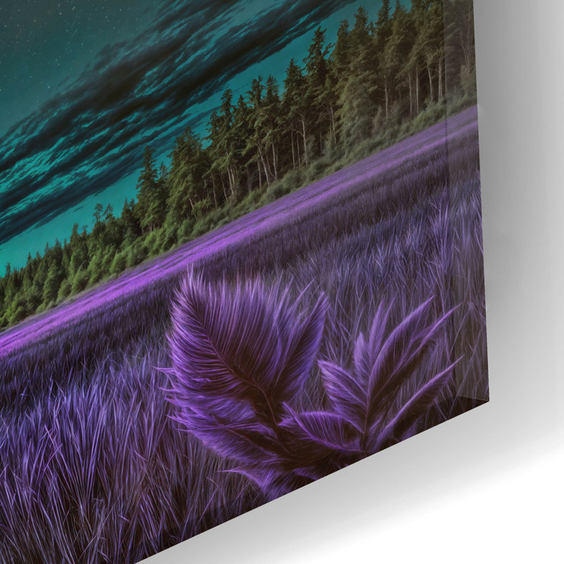  «Purple Tree Magical Night» par Rey Klimt, art mural en verre acrylique, 24 po x 12 po