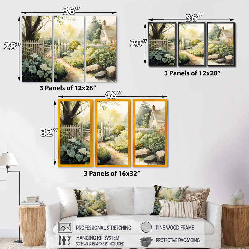 «Farm Fresh Garden III», reproduction de 3 pièces, Noir, H 28 po x l 36 po x P 1 po