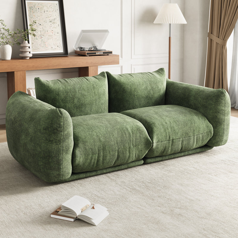 Causeuse désossée en nuage pour petits espaces, causeuse modulaire en chenille 2 places avec éponge à haute résilience pour appartement ou bureau, vert