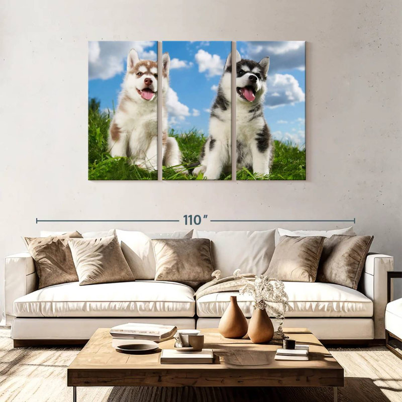 Husky Babies, 48" H x 74" W