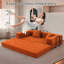 Canapé-lit modulaire double en mousse avec tissu velours côtelé, sans assemblage-844961053