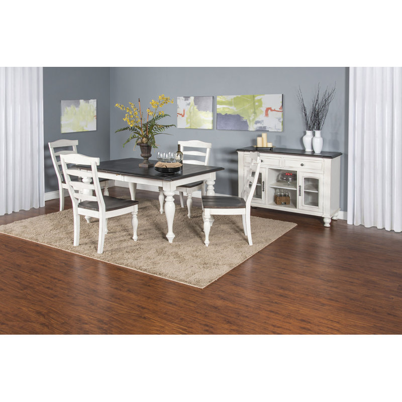 Villepinte Extendable Dining Table, Dark Brown, White