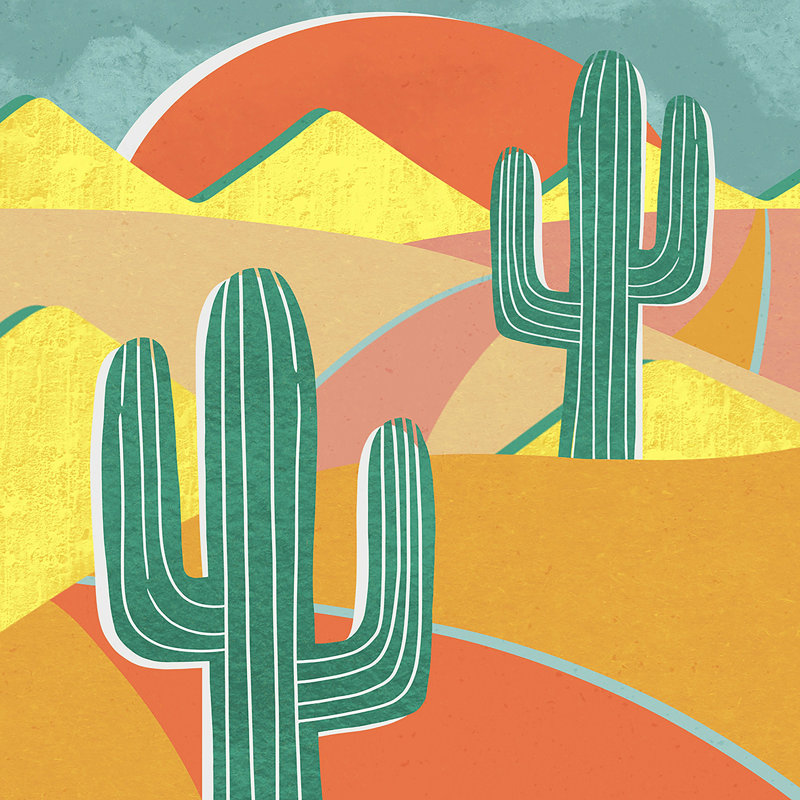 «Cactus Road» par Sewzinski, impression sur toile tendue, H 36 po x l 36 po