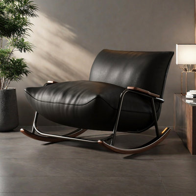 Single Casual Bedroom Faux leather Rocking Chairs
