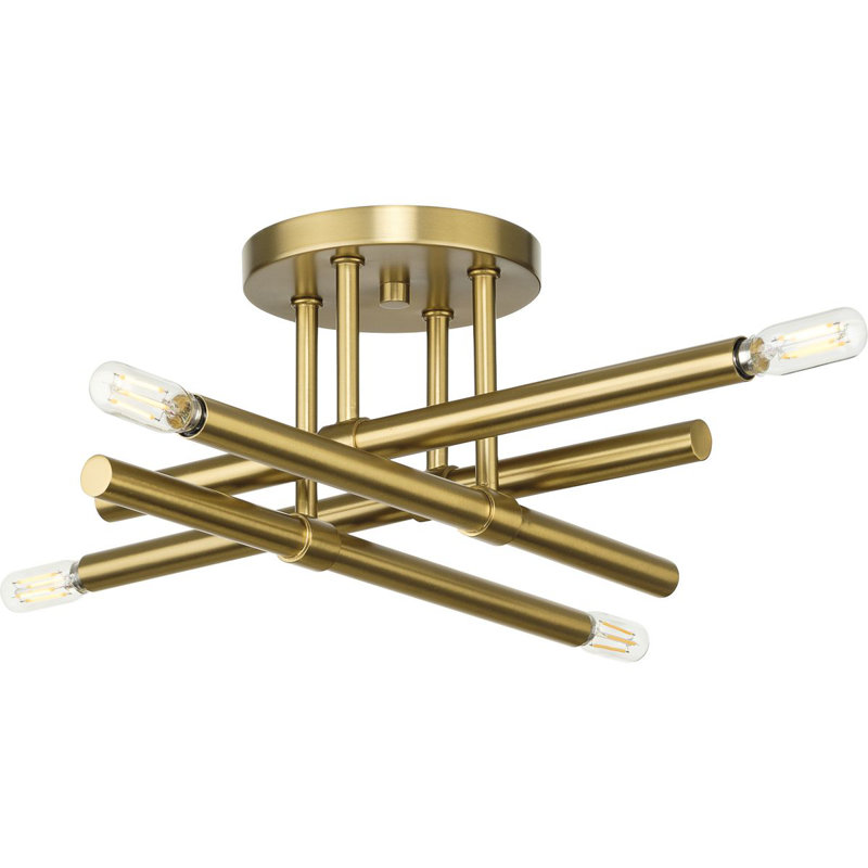 Marigene Semi Flush Mount, Brushed Gold