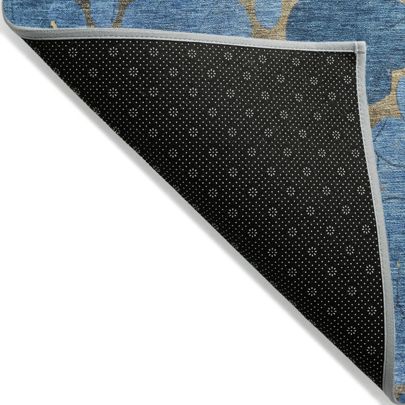 Machine Washable Indoor/Outdoor Xhevrie Blue Rug, Rectangle 10' x 14'