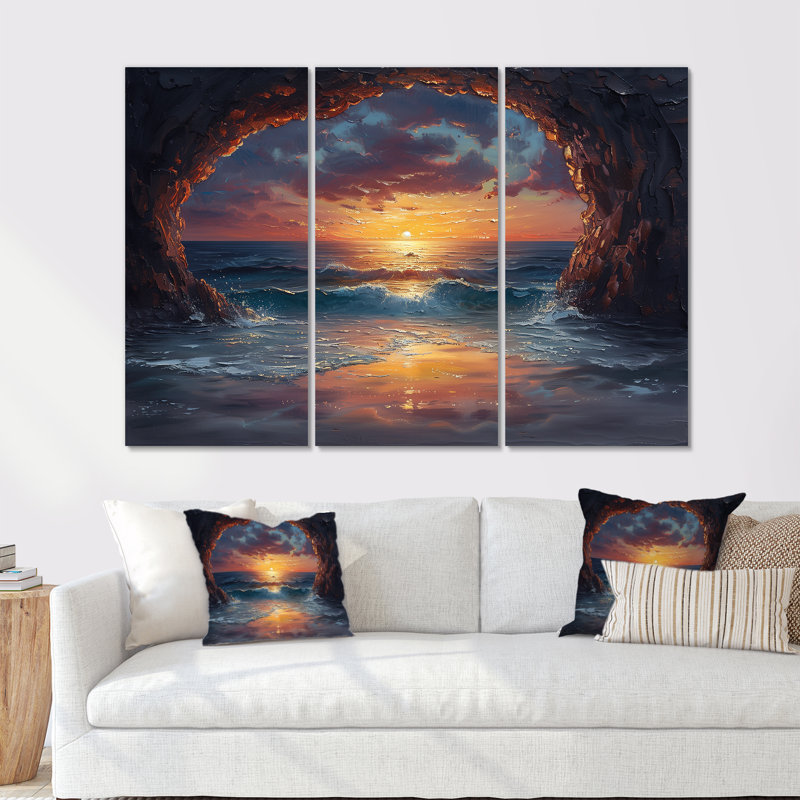 Sarmiento - Ensemble de décoration murale plage, H 28 po x l 36 po x P 1 po, Toile tendue