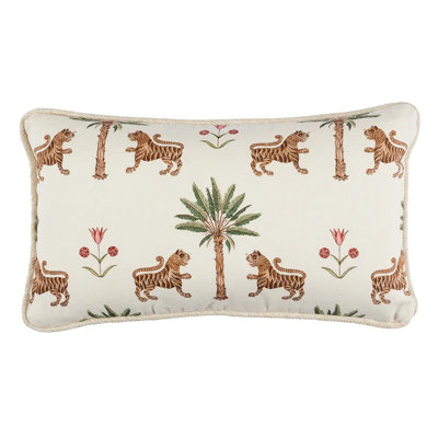 Tiger Floral Cotton Blend Throw Pillow