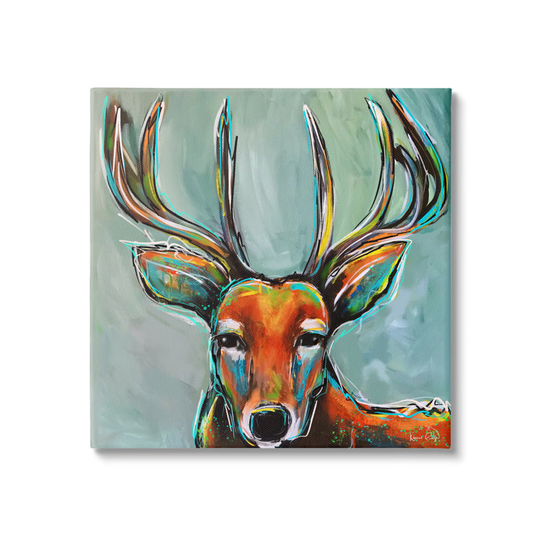 «Modern Urban Deer» par Karrie Evenson - peinture sur toile tendue, H 30 po x l 30 po x P 1,5 po