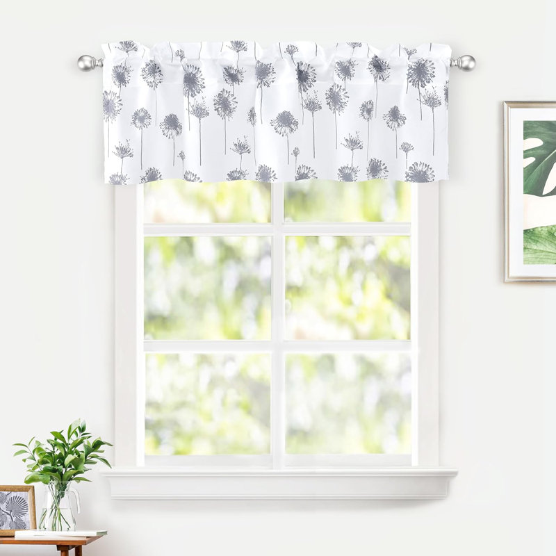 Cantonnière de cuisine sur mesure Burkittsville, L 52 po x 14 po, Gris 