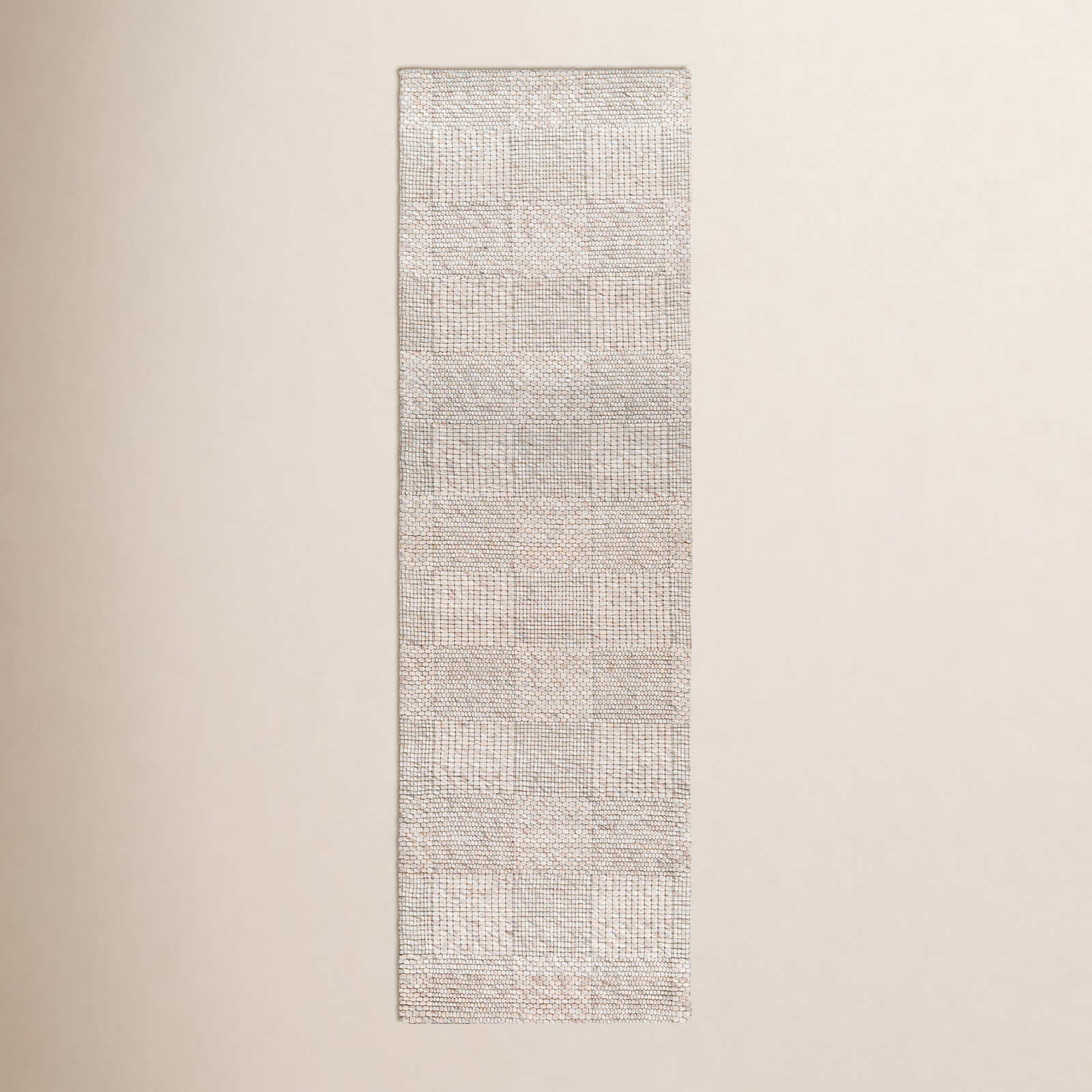 Becker Off-White Gray Hand-Woven Geometric Wool Rug, Runner 2'6" x 8'