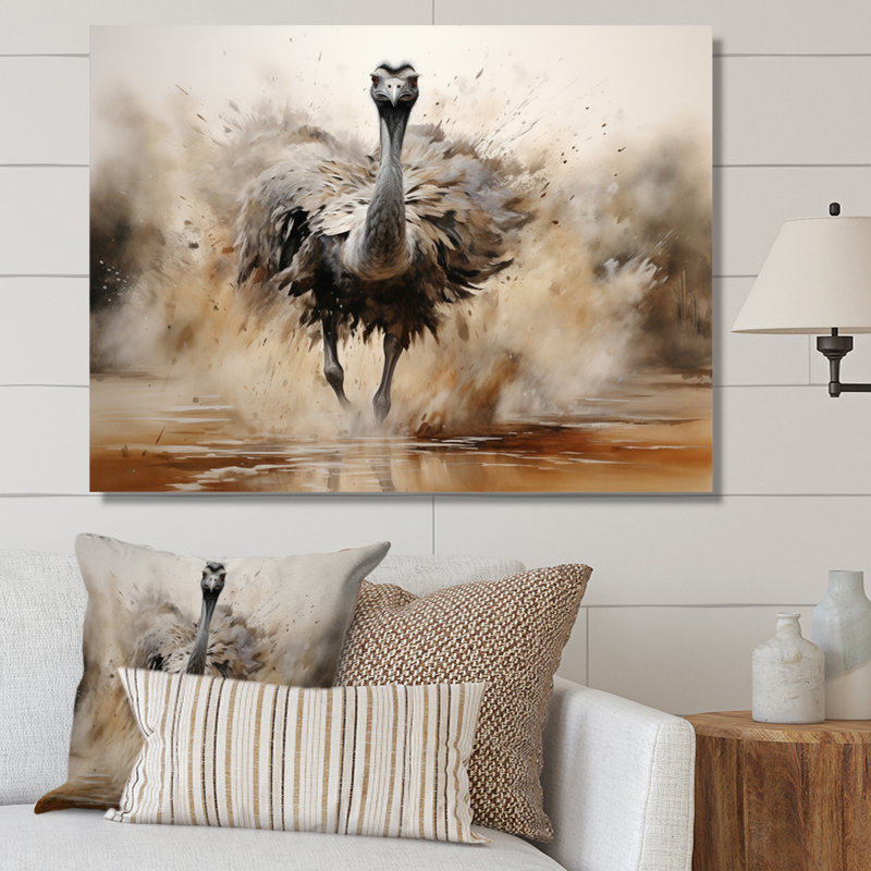 Autruches d'Afrique, impression sur toile, H 16 po x l 32 po x P 1 po, Toile tendue