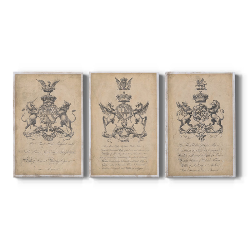 Peerage of England II - Toile tendue avec châssis sur mesure - 3 pièces, H 12 po x l 24 po