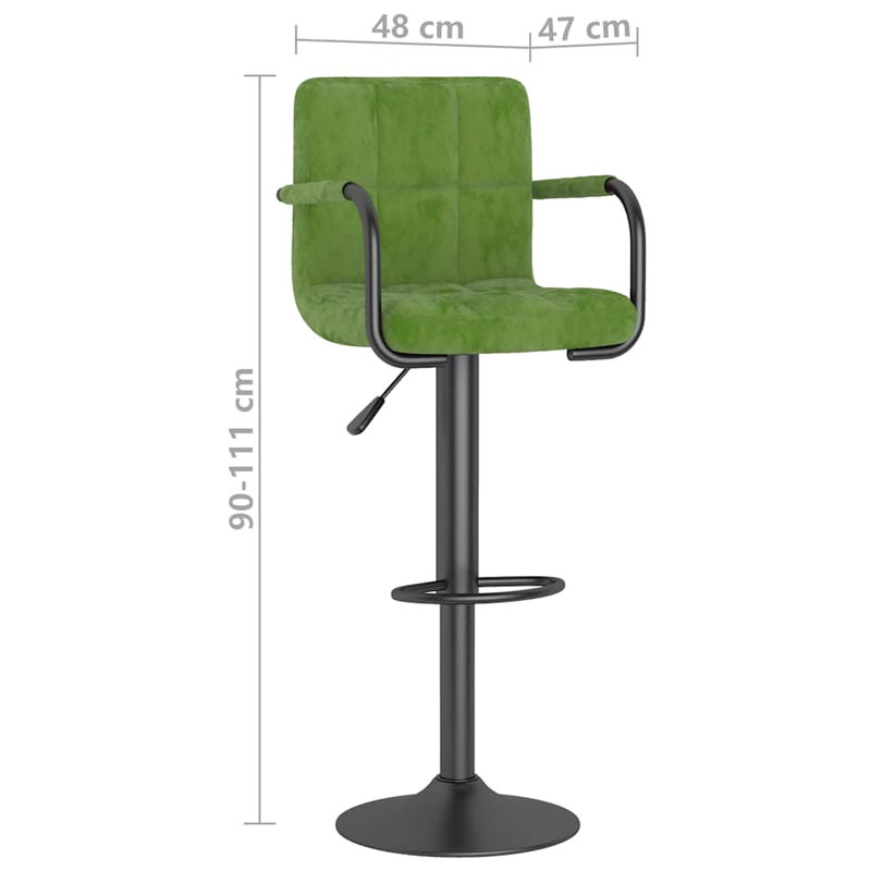 vidaXL Bar Stool Light Green Velvet, 1