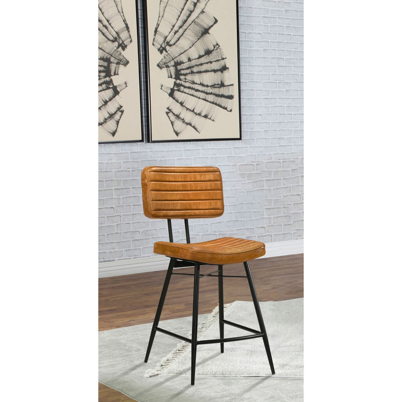 Chaise de comptoir rembourrée Senko, Brun
