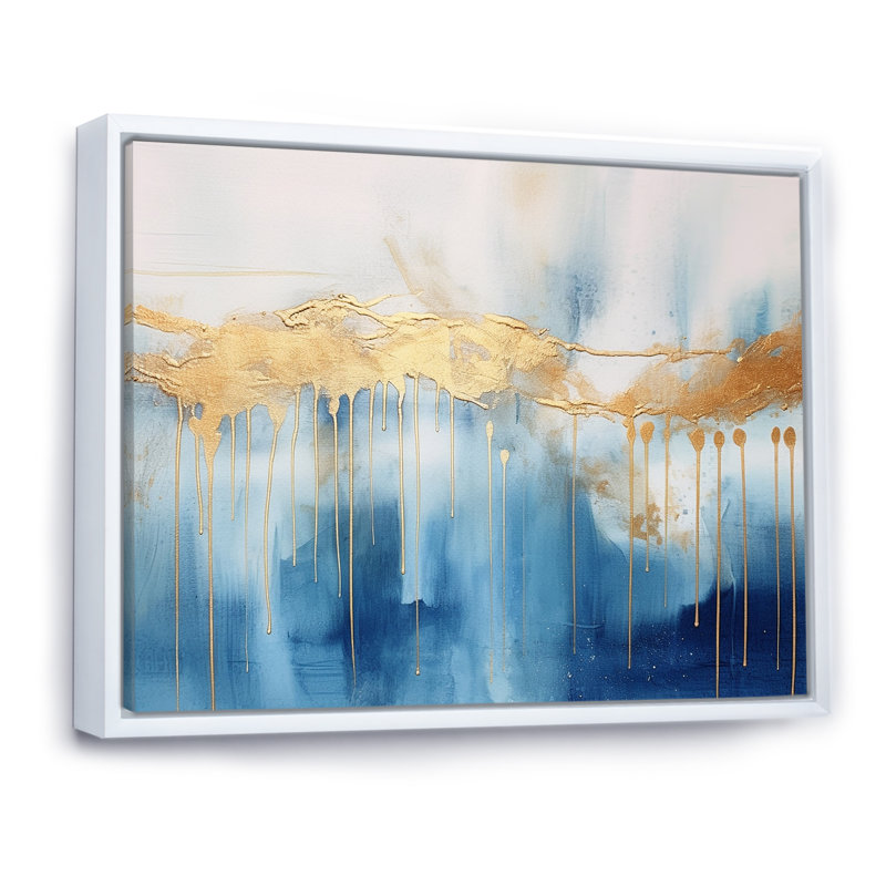Momentary Spirit Golden Wave, peinture I - reproduction, 12" H x 20" W, Cadre flottant blanc