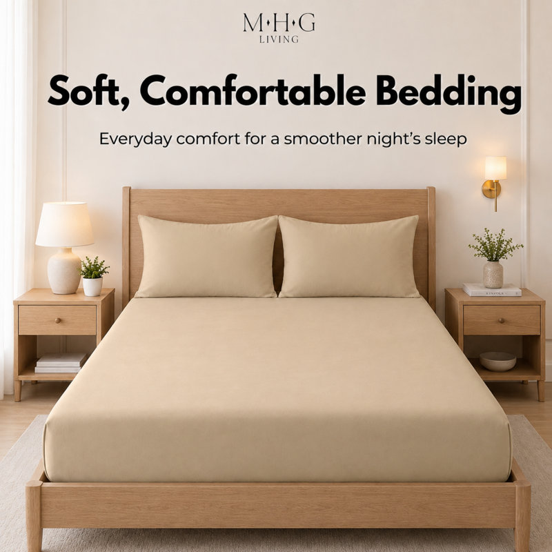 MHG Living Ultra Soft  Microfiber Fitted Bed Sheet with Pillowcase Pair  - Small Single/Single/Small Double/Double/King/Super King