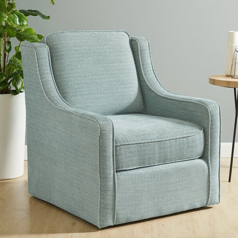 Chaise pivotante en bois massif Harris - Chenille turquoise poussiéreux - Rotation à 360 °, Bleu