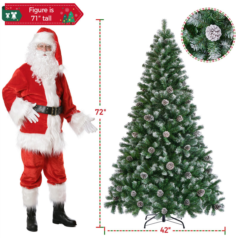 Arbre de Noël artificiel givré décoré de pommes de pin, 6', Non pré-éclairé