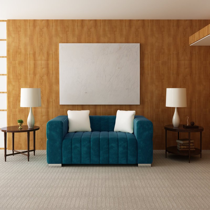 Causeuse en velours Charlesworth, Argent argent, Bleu