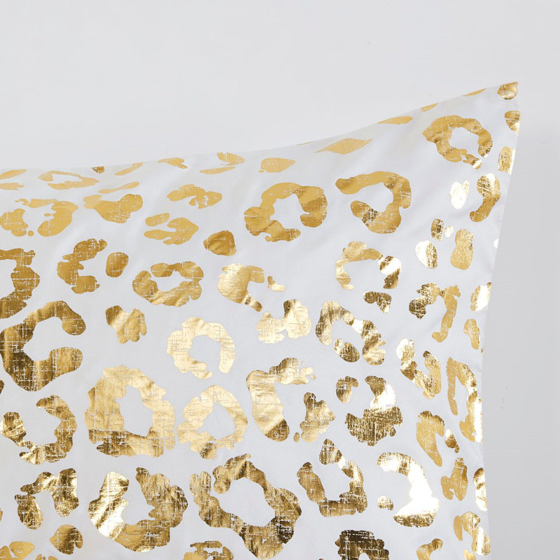 Ivory and Gold Twin Microfiber Animal Print Comforter Set