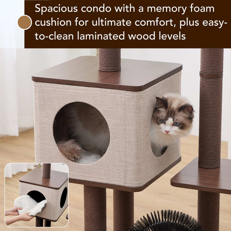 Arbre à chat Mid-Century moderne à 4 niveaux avec corde en papier recyclé PetPals Elevate 2.0 4 po