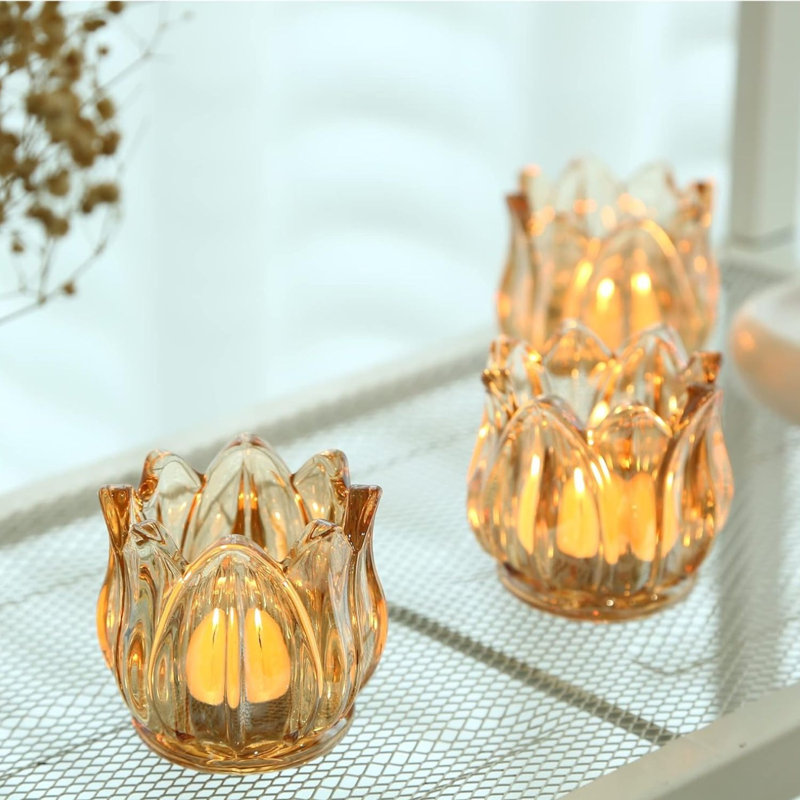 12-piece Gold Glass Votive Candle Holders, Tealight Centerpiece Jars