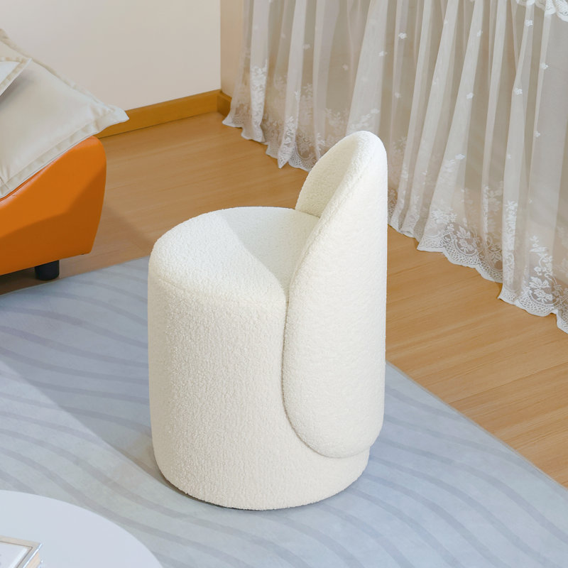 1pccurved Backrest Circular Vanity Stool,comfortable And Soft Bucket Chair, Modern Bedroom Makeup Chair,small Ottoman Stool,suitable For Apartments, Living Rooms, Bedrooms